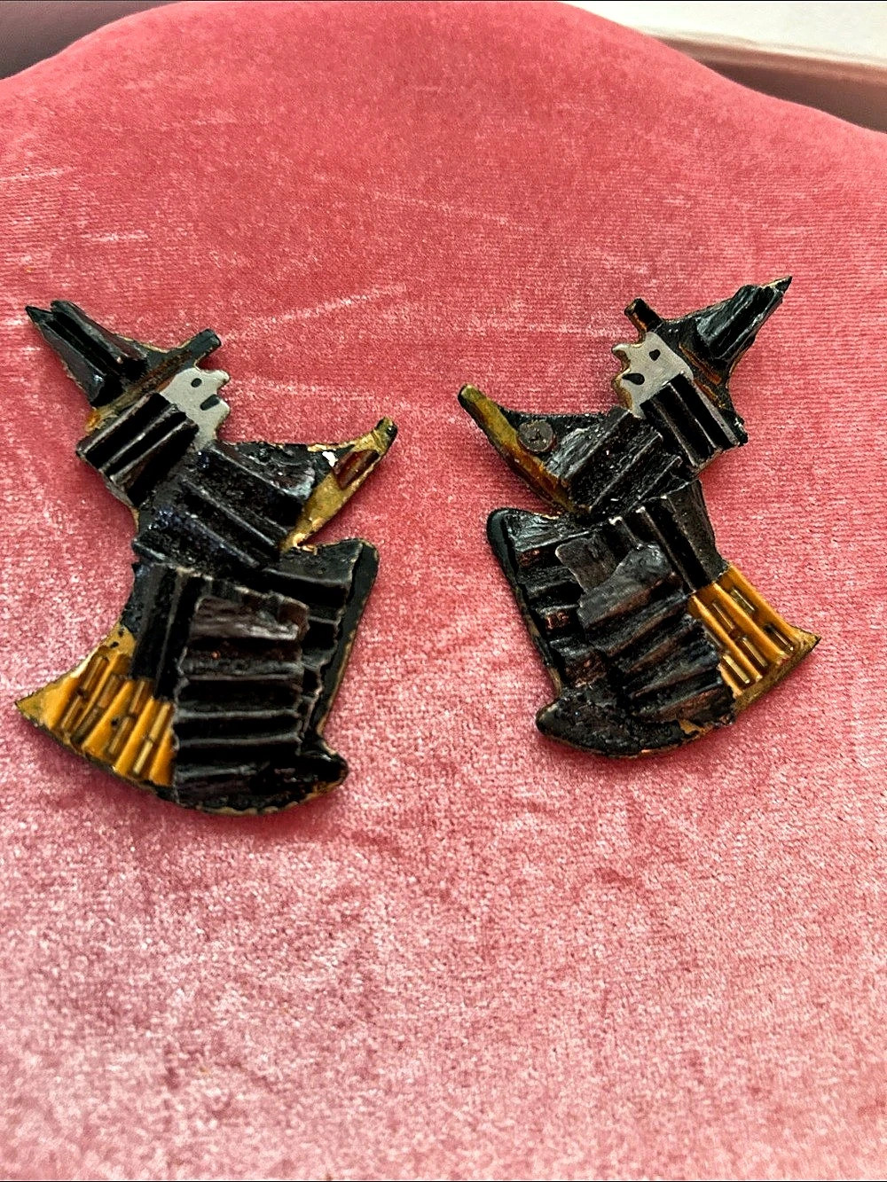 Black & Gold witch earrings for pierced ears.